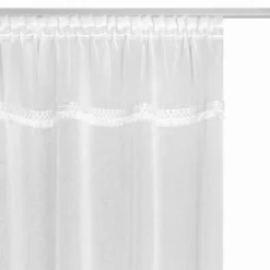 Firana 140 x 270 Dekoracyjna Boho Taśma Biały