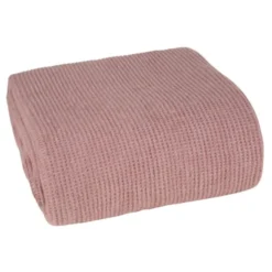 Koc 150 x 200 Design Bawełniano-Akrylowy Amber Pudrowy