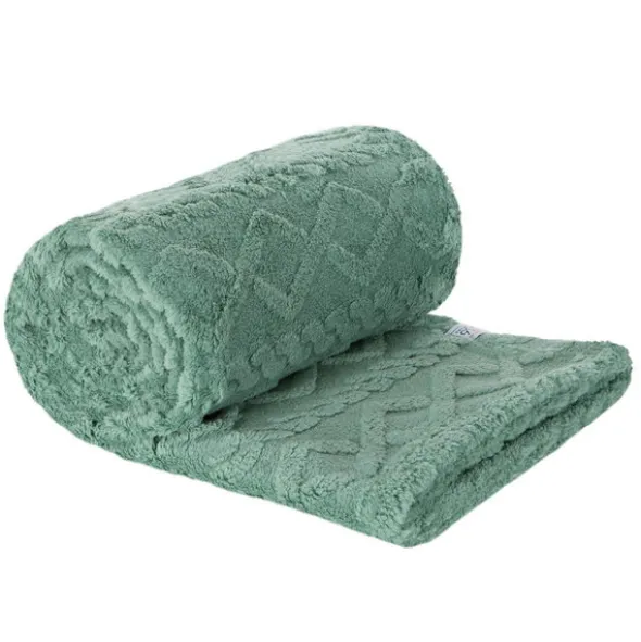 Koc 200 x 220 Design Mikrofibra Warkocz Mięta