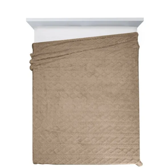 Koc 150 x 200 Design Mikrofibra Warkocz Beż