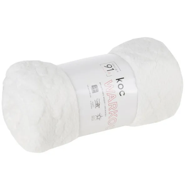 Koc 200 x 220 Design Mikrofibra Warkocz Biały
