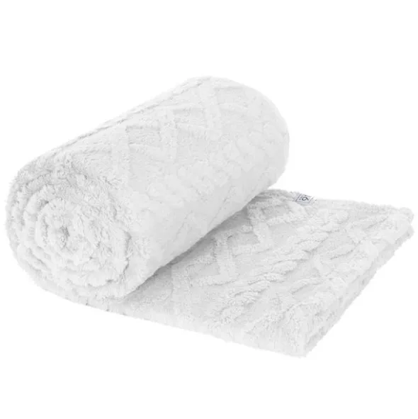 Koc 200 x 220 Design Mikrofibra Warkocz Biały