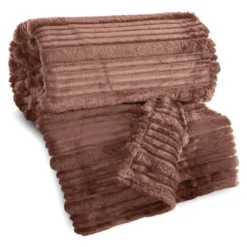 Koc 150 x 200 Flanelowy Tłoczony Nina Mocha