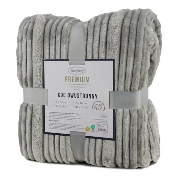Koc 200 x 220 Flanelowy Tłoczony Nina Srebrny