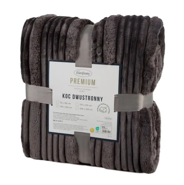 Koc 200 x 220 Flanelowy Tłoczony Nina Stal