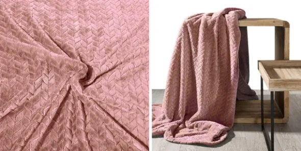 Koc 220 x 200 Mikrofibra Design Cindy Pudrowy Róż