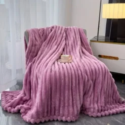 Koc 160 x 200 Mikrofibra Pluszowy Pasy Shirley 03