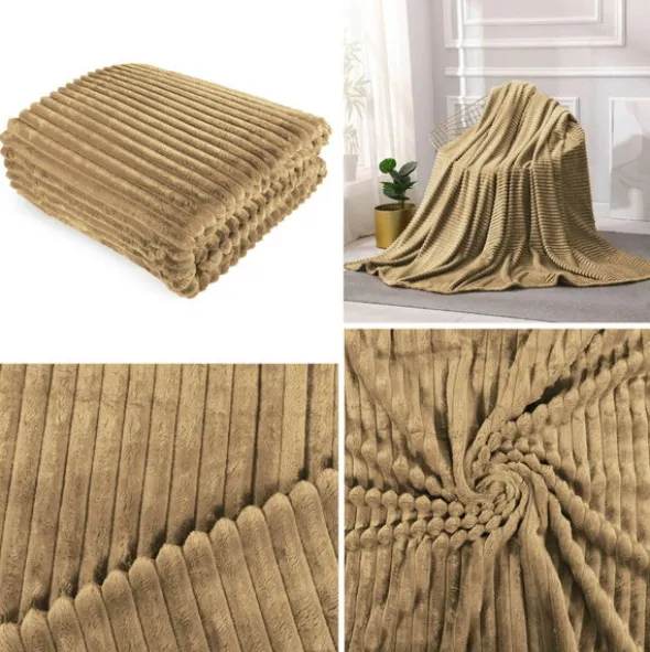 Koc 160 x 200 Mikrofibra Tłoczona Ardea Pasy 58