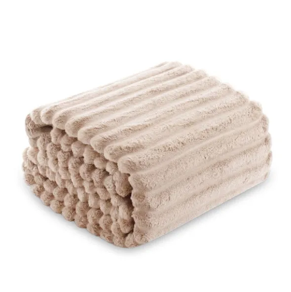 Koc 160 x 200Mikrofibra Tłoczona Pasy Nuvio 05