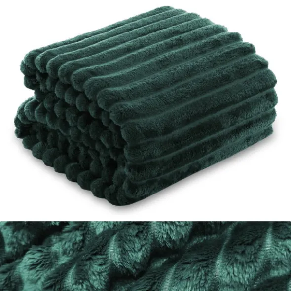 Koc 160 x 200Mikrofibra Tłoczona Pasy Nuvio 10