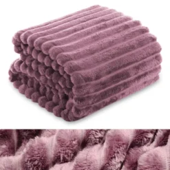 Koc 160 x 200Mikrofibra Tłoczona Pasy Nuvio 14