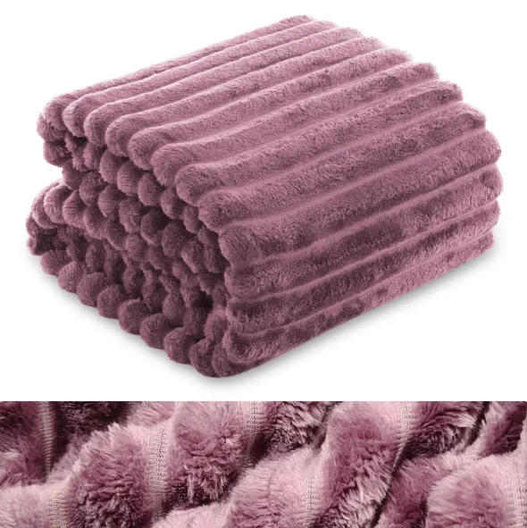 Koc 160 x 200Mikrofibra Tłoczona Pasy Nuvio 14