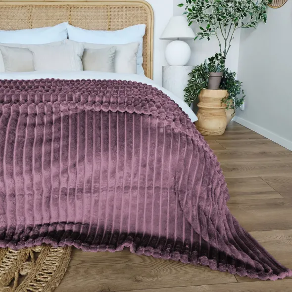 Koc 160 x 200Mikrofibra Tłoczona Pasy Nuvio 14