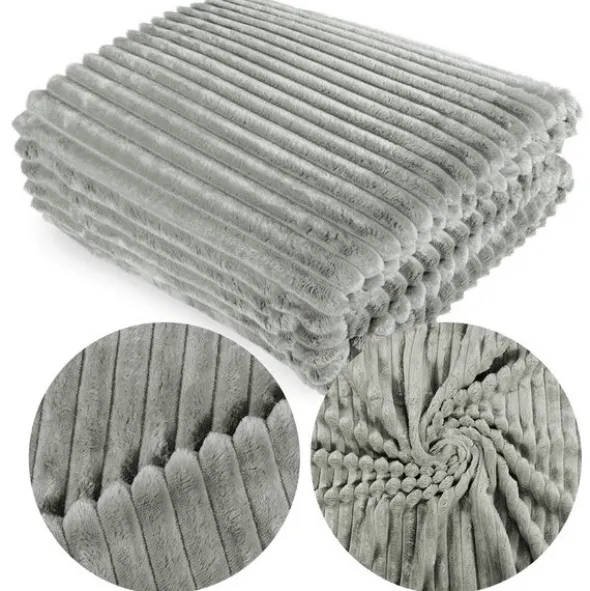 Koc 200 x 220 Mikrofibra Tłoczony Ardea Pasy 44