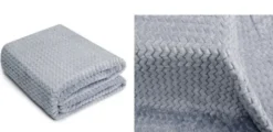 Koc 200 x 220 Mikrofibra Wytłaczana Zygzak Metal