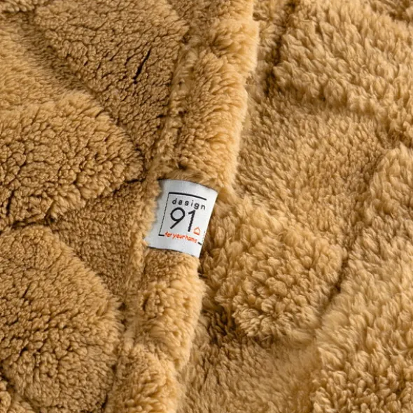 Koc 200 x 220 Pluszowy Jodełka Caro Miód