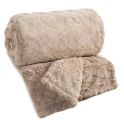 Koc 150 x 200 Tłoczony Pluszowy Nancy C.Beż