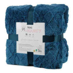 Koc 150 x 200 Tłoczony Pluszowy Nancy Granat
