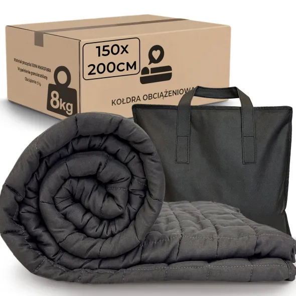Kołdra 150 x 200 Obciążeniowa Sensoryczna dla Dorosłych Grafit Nel 8 kg