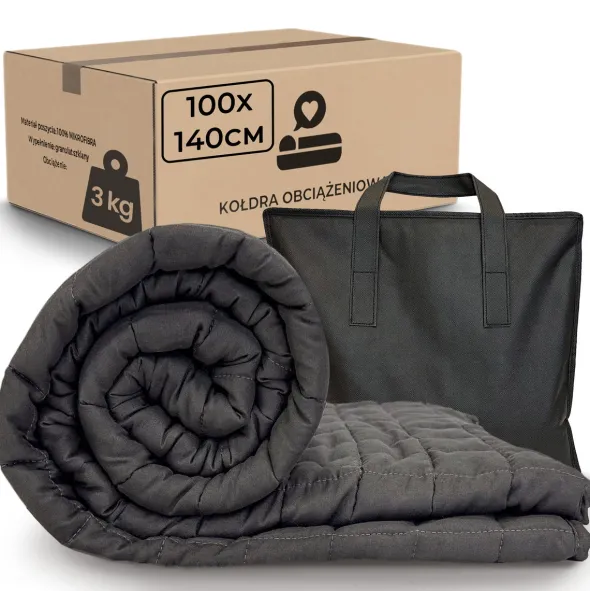 Kołdra 100 x 140 Obciążeniowa Sensoryczna dla Dzieci Grafit Nel 3 kg