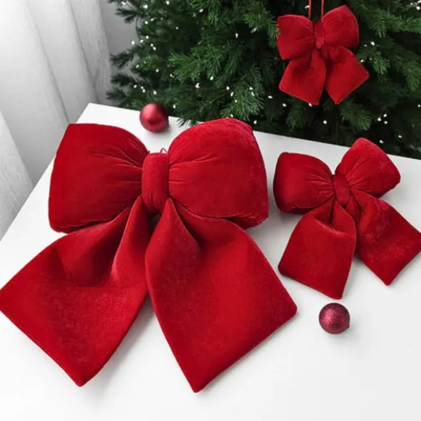 Kokarda 12,5 x 14 Świąteczna Welurowa Holly Bow 01
