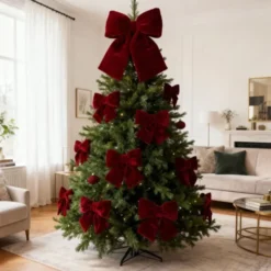Kokarda 12,5 x 14 Świąteczna Welurowa Holly Bow 02