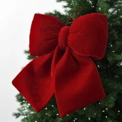 Kokarda 12,5 x 14 Świąteczna Welurowa Holly Bow 02