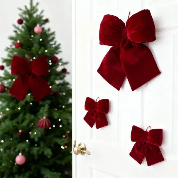 Kokarda 20 x 20 Świąteczna Welurowa Holly Bow 02