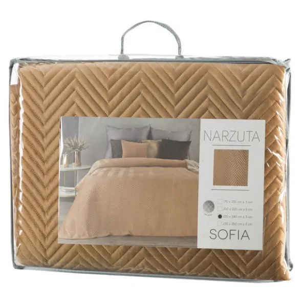 Narzuta 170 x 210 Dekoracyjna Welurowa Sofia Miód