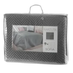Narzuta 220 x 240 Dekoracyjna Welurowa Sofia Grafit