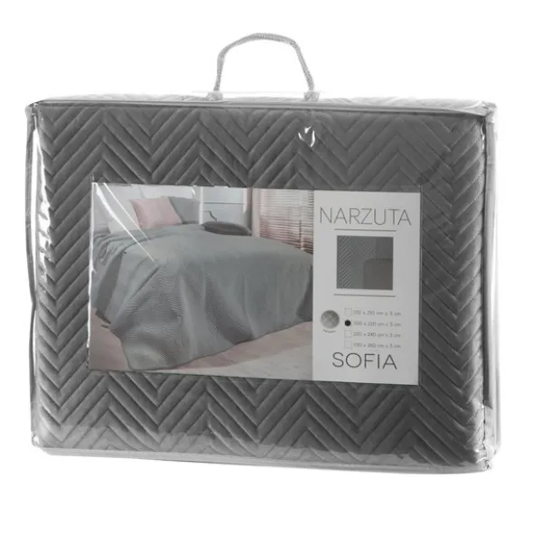 Narzuta 200 x 220 Dekoracyjna Welurowa Sofia Grafit