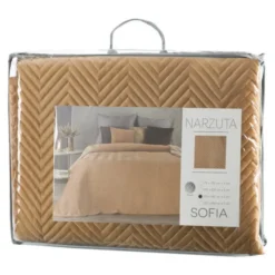 Narzuta 200 x 220 Euro Welurowa wz. Sofia Miód