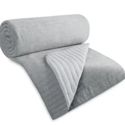 Narzuta 220 x 240 Pikowana Pasy Glori Srebrny
