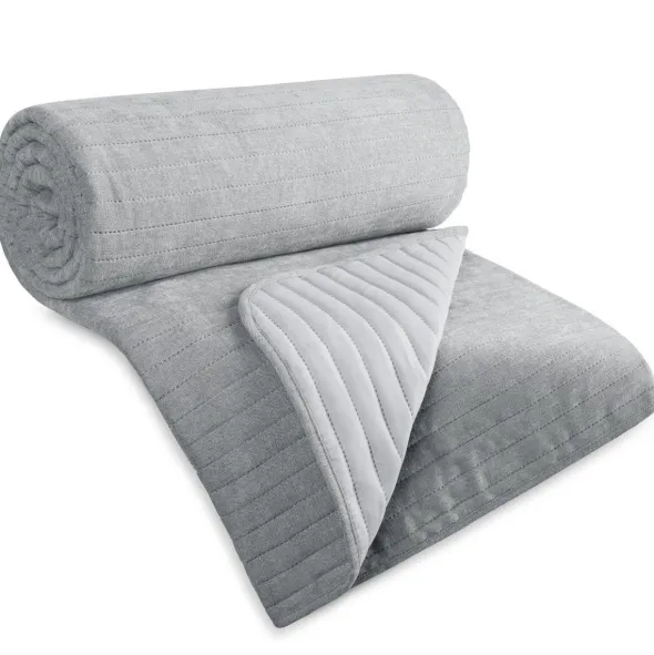 Narzuta 220 x 240 Pikowana Pasy Glori Srebrny