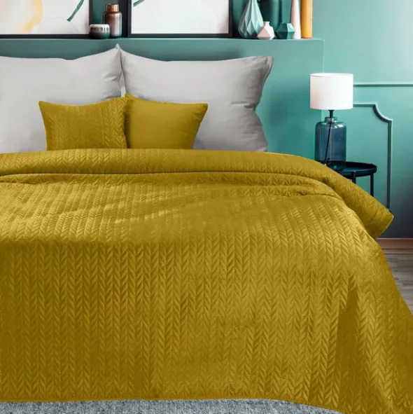 Narzuta 170 x 210 Pikowana Velvet Luiz4 Musztar