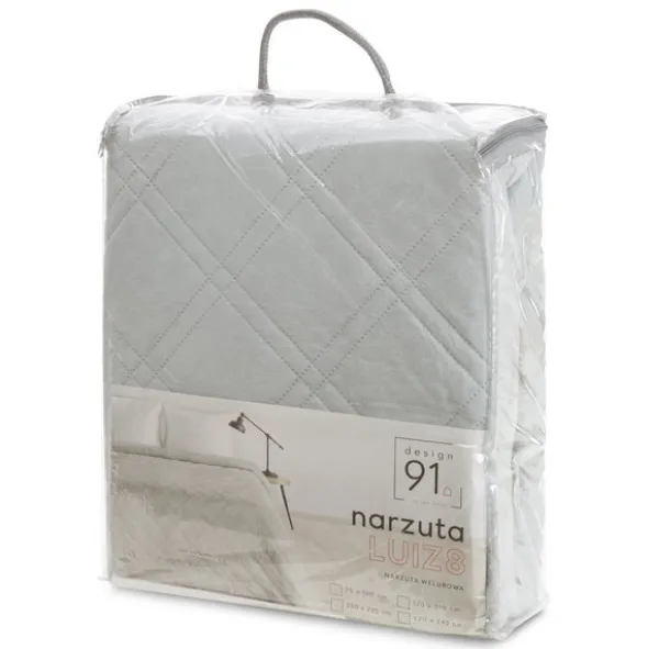 Narzuta 220 x 240 Pikowana Welurowa Luiz8 Srebrny
