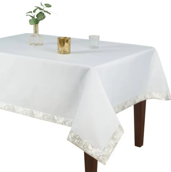 Obrus 140 x 200 Dekoracyjny Rose wz. 023 Biały+Sr