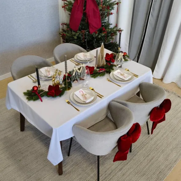 Obrus 100x300 Plamoodporny Klasyczny Elegant Biały