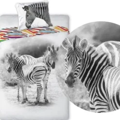 Pościel Młodzieżowa Bawełniana 367 Zebra 140x200NP 2 części 70x90