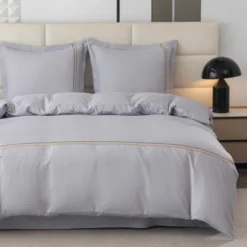 Pościel 200 x 220 3cz Gładka Z Haftem Lumera 05