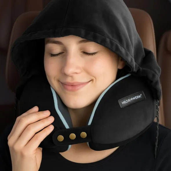 Poduszka Podróżna Rogal Memory z Kapturem Comfy 02