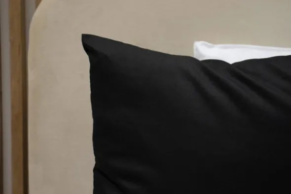 Poszewka Bawełna 45 x 45 Jednolita Ola Czarna Black