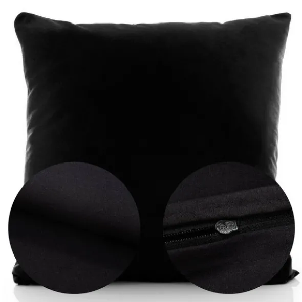 Poszewka Bawełna 45 x 45 Jednolita Ola Czarna Black