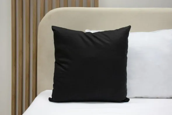 Poszewka Bawełna 45 x 45 Jednolita Ola Czarna Black