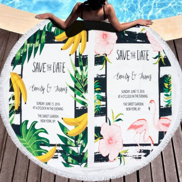 Ręcznik Koc 150 cm Okrągły Plażowy Boho 03