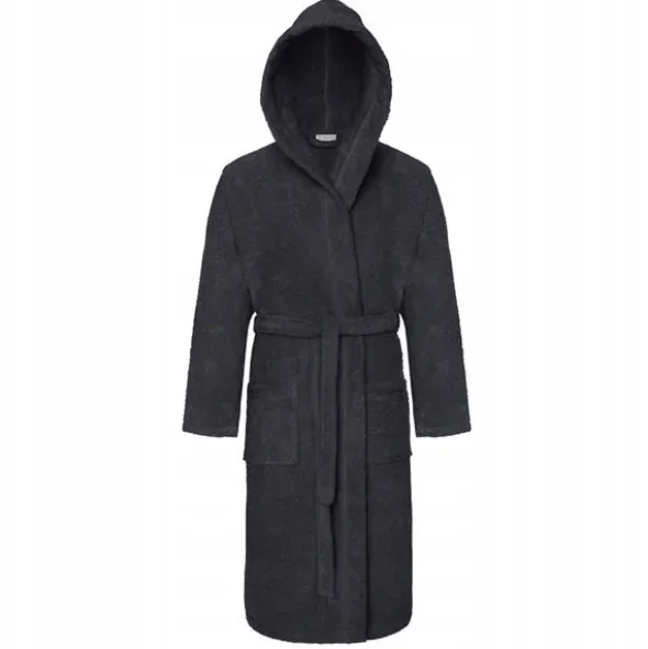 Szlafrok Bawełniany z Kapturem Unisex XS Grafit