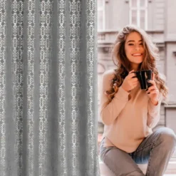 Zasłona Gotowa 140 x 250 Przelotka Laura Stal+Złoty