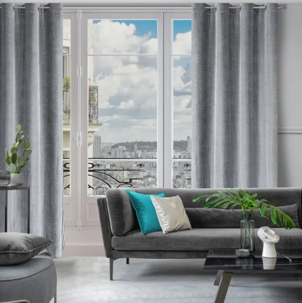 Zasłona Velvet Lussi 140 x 250 Przelotka Stalowy