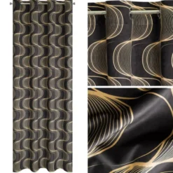 Zasłona Velvet Pola 140 x 250 Przelotka Czarny