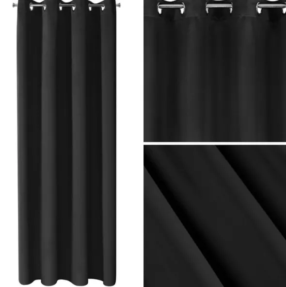 Zasłona 140 x 270 Dekoracyjna Blackout Logan Czarn